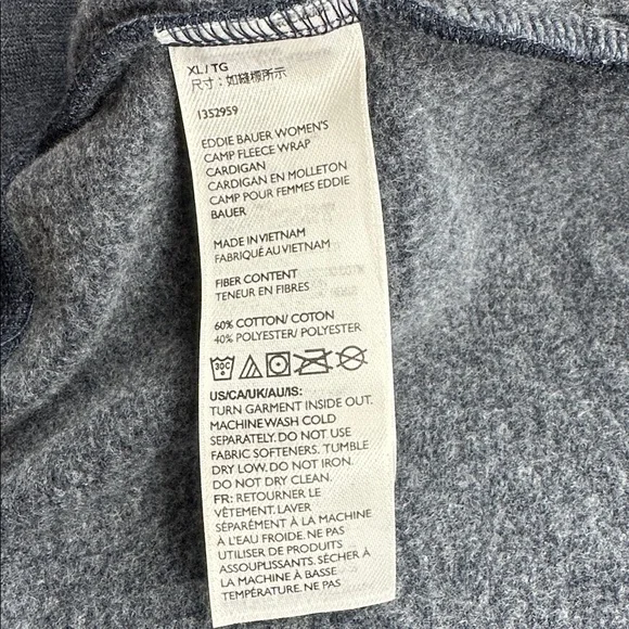 Eddie Bauer Fleece Summit Wrap Open Cardigan Thumb Holes - Picture 4 of 9